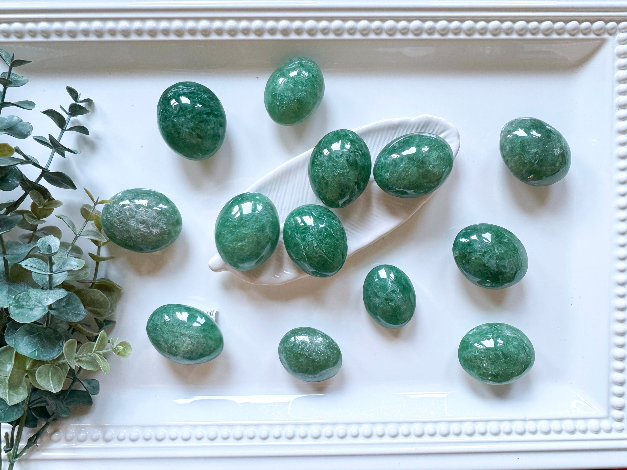 Green Strawberry Quartz Palm Stone