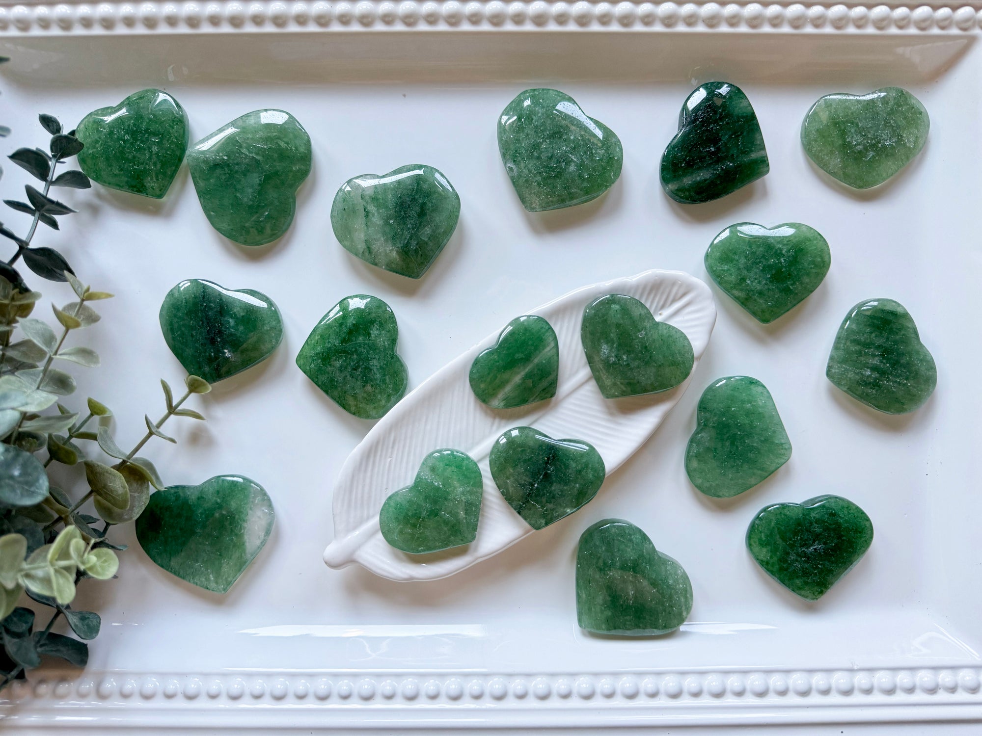 Green Strawberry Quartz Heart