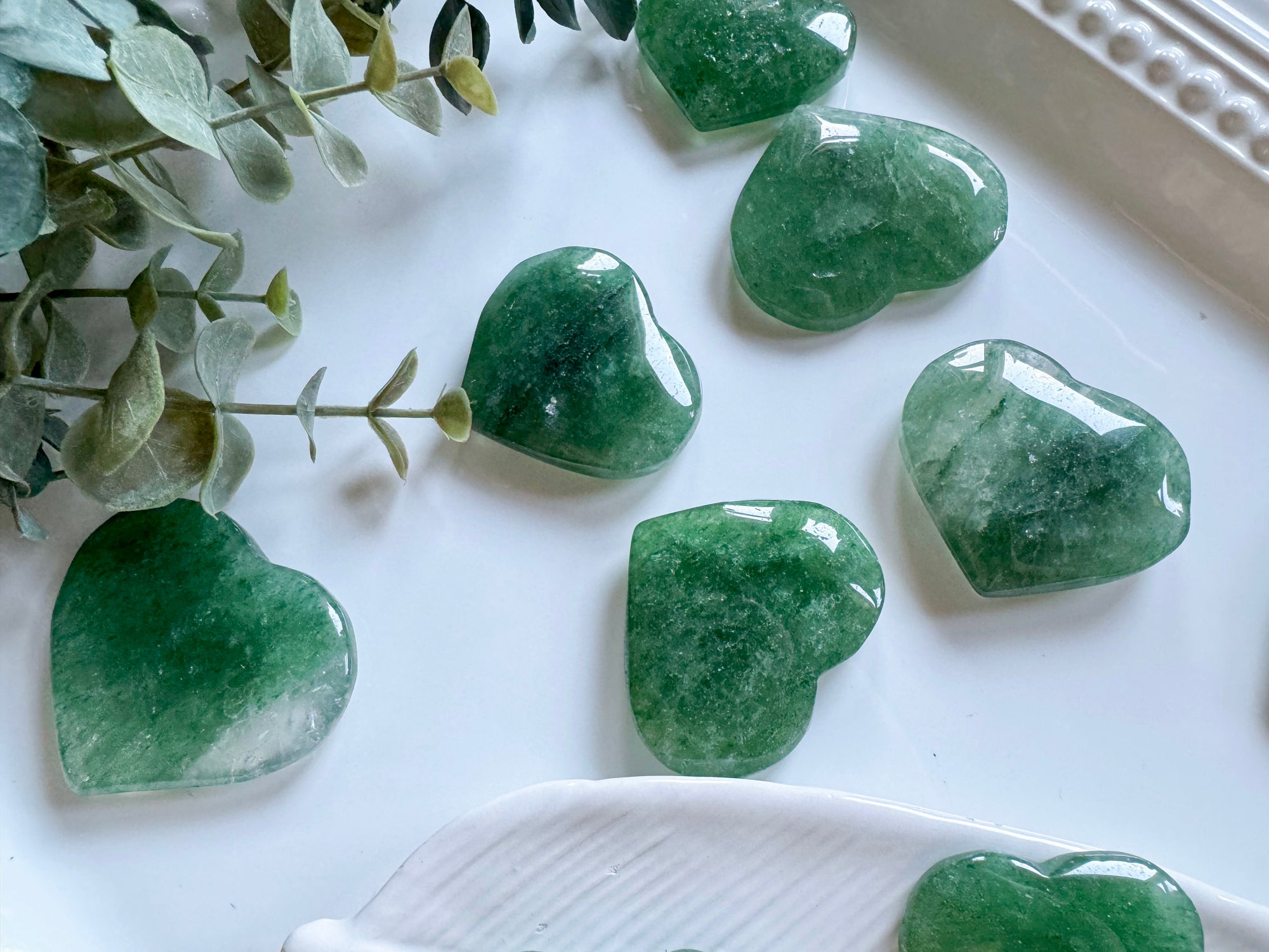 Green Strawberry Quartz Heart