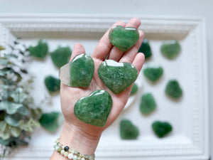 Green Strawberry Quartz Heart