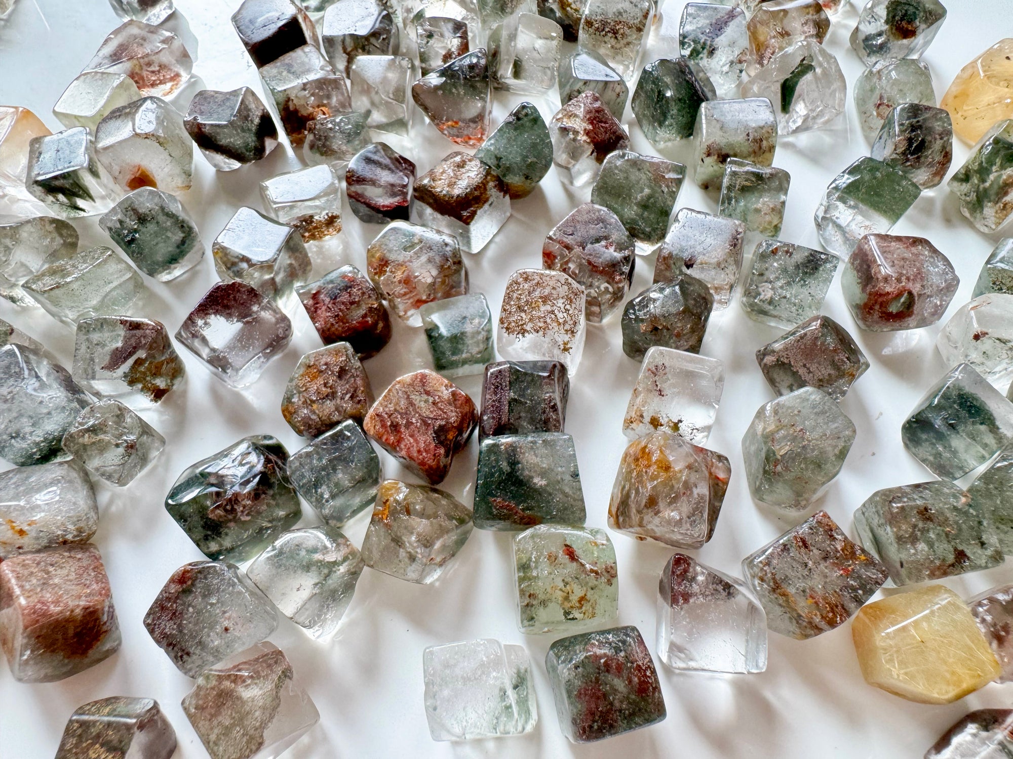 Garden Quartz (Lodolite) Cubed Tumbled Stone