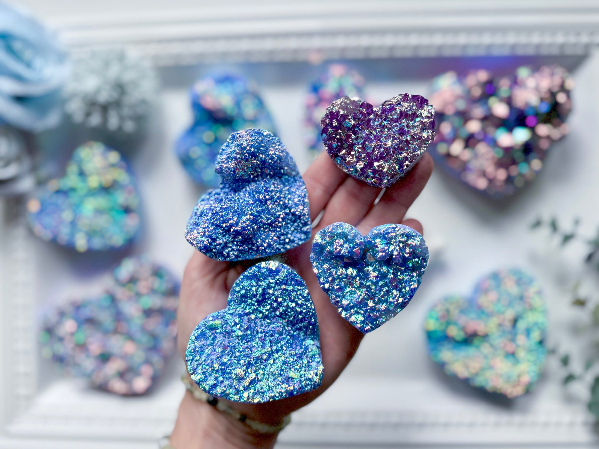 Druzy Aura Quartz Geode Hearts || Blue or Purple