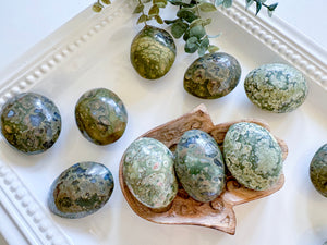 Green Rhyolite Palm Stone