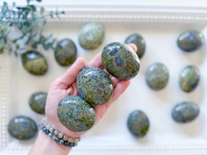 Green Rhyolite Palm Stone