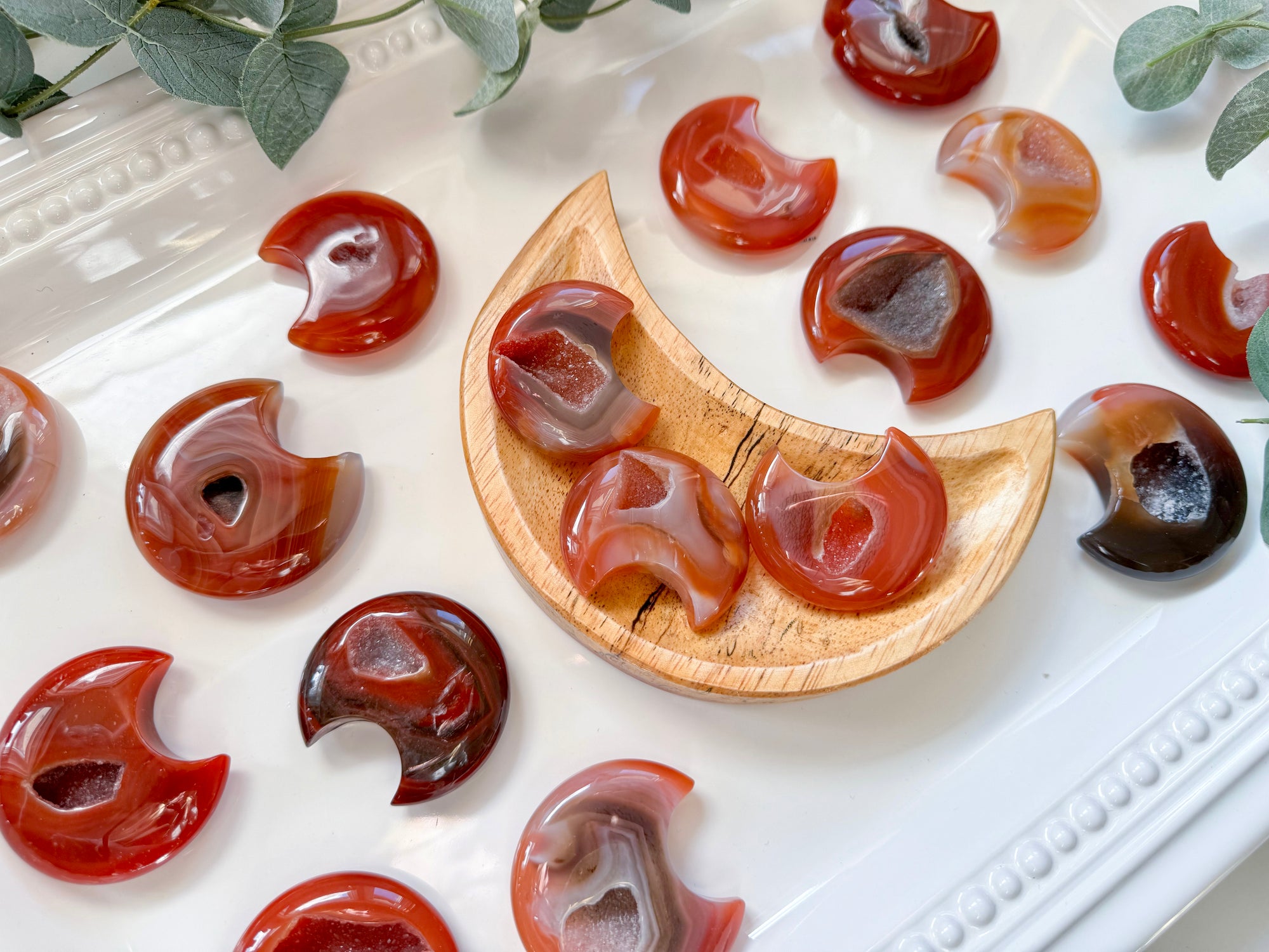 Carnelian Crescent Moon Carving