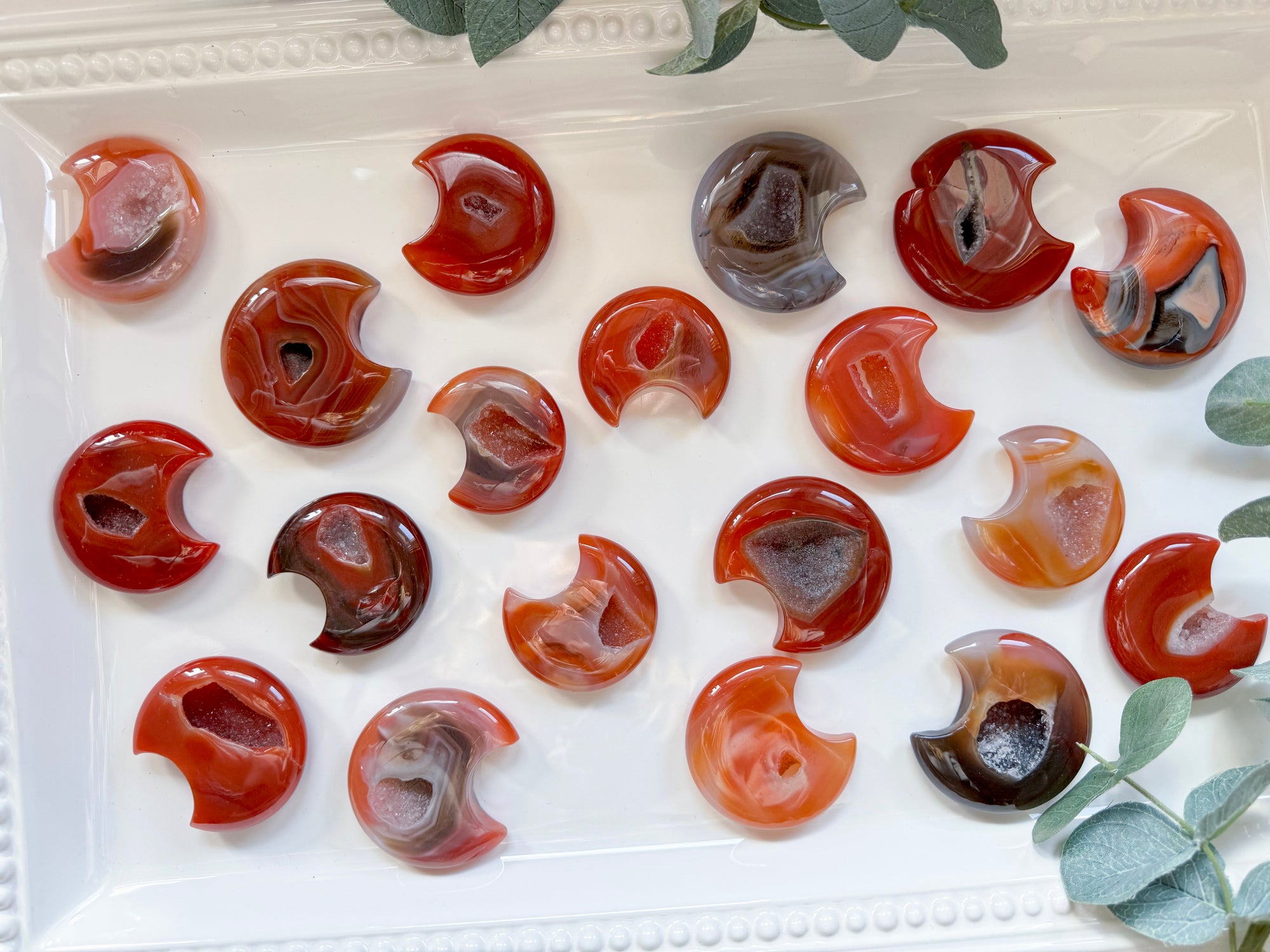 Carnelian Crescent Moon Carving