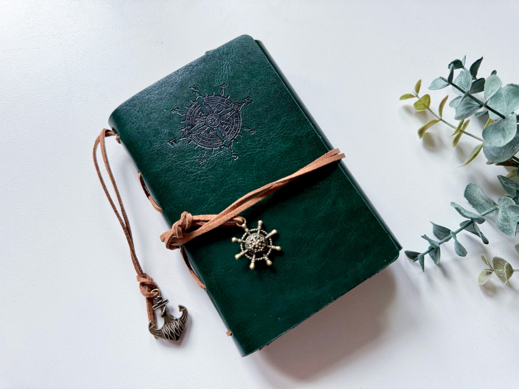 Compass Leather Journal - Green