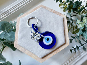 Evil Eye Keychain with Charm - Butterfly