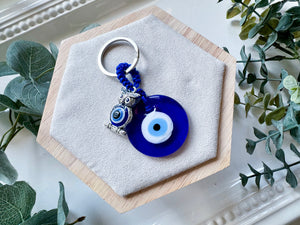 Evil Eye Keychain with Charm - Owl