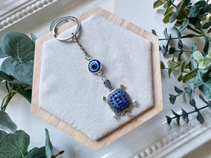 Evil Eye Keychain with Charm - Turtle