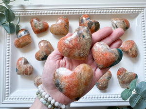 Orange Calcite with Sunstone & Apatite Heart