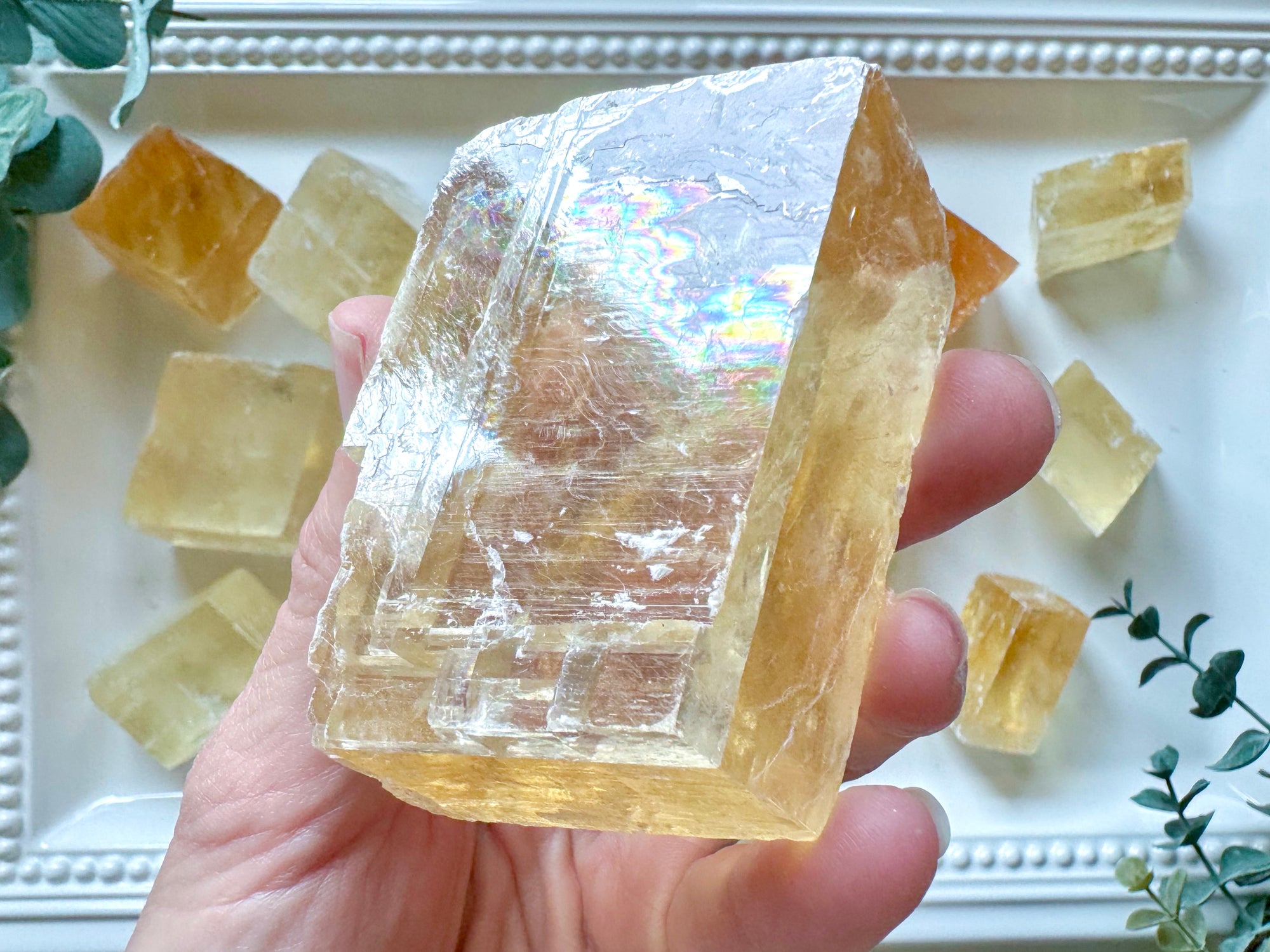 Honey Optical Calcite Rhombus