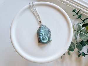 Labradorite Buddha Pendant Necklace