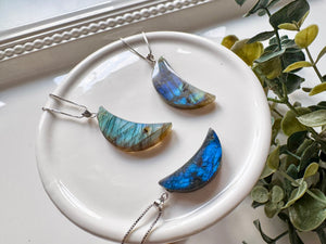 Labradorite Crescent Moon Sterling Necklace