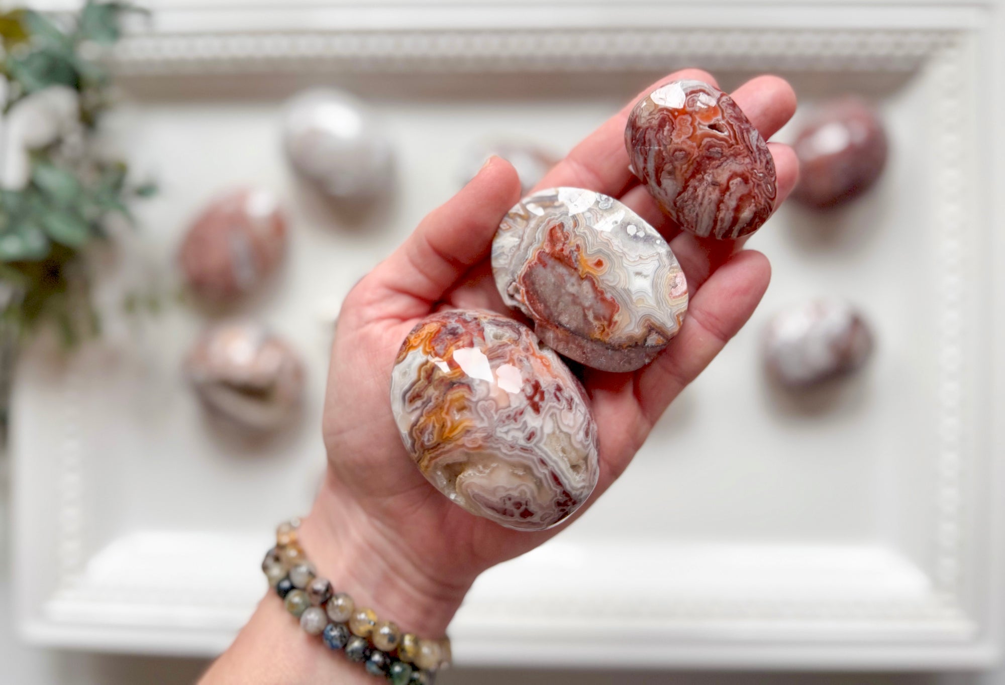 Mexican Crazy Lace Agate Palm Stone