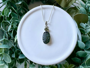 Moldavite & Faceted Moldavite Sterling Silver Necklace