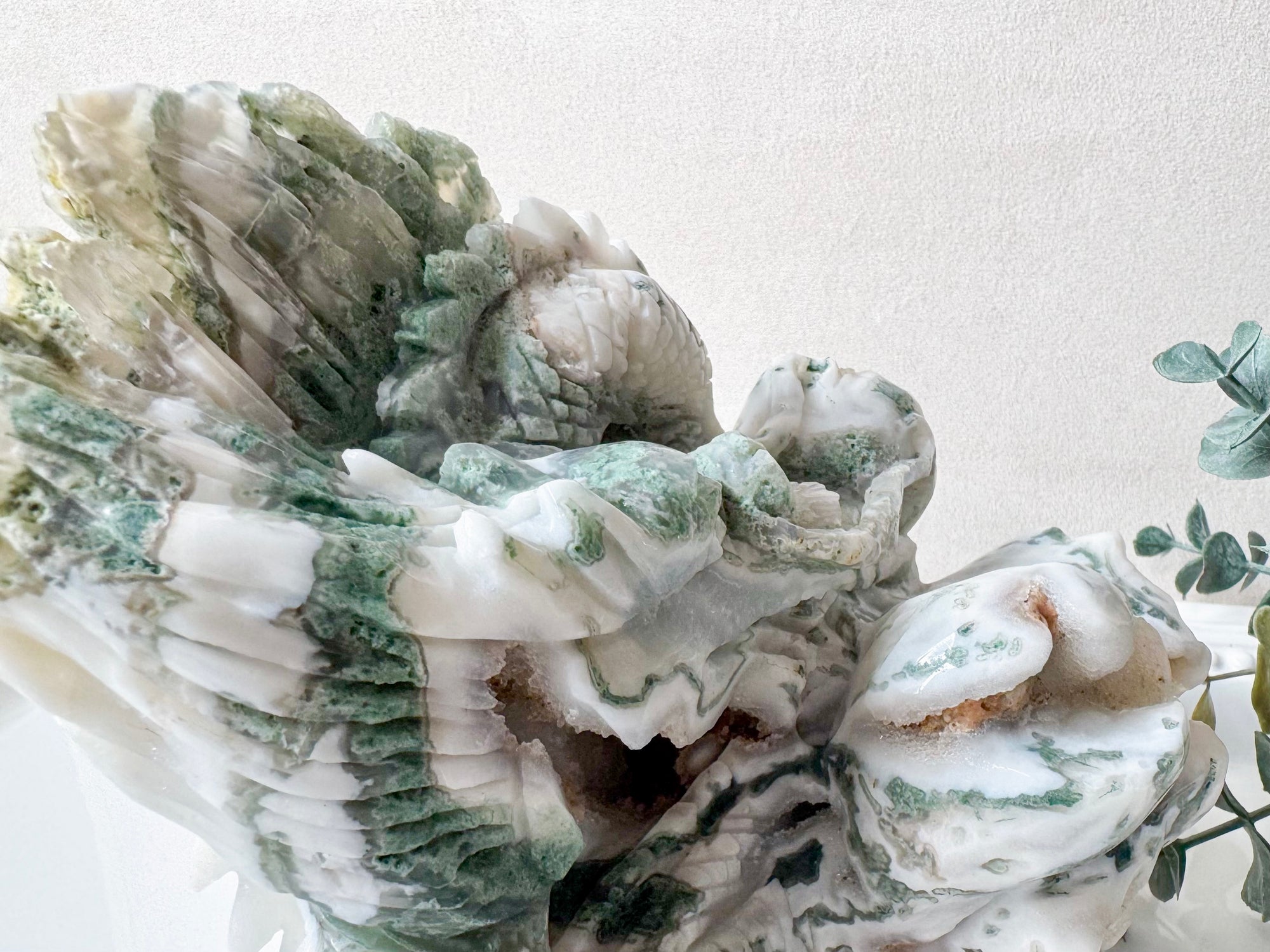 Moss Agate Dragon Free Form Carving