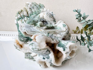 Moss Agate Dragon Free Form Carving