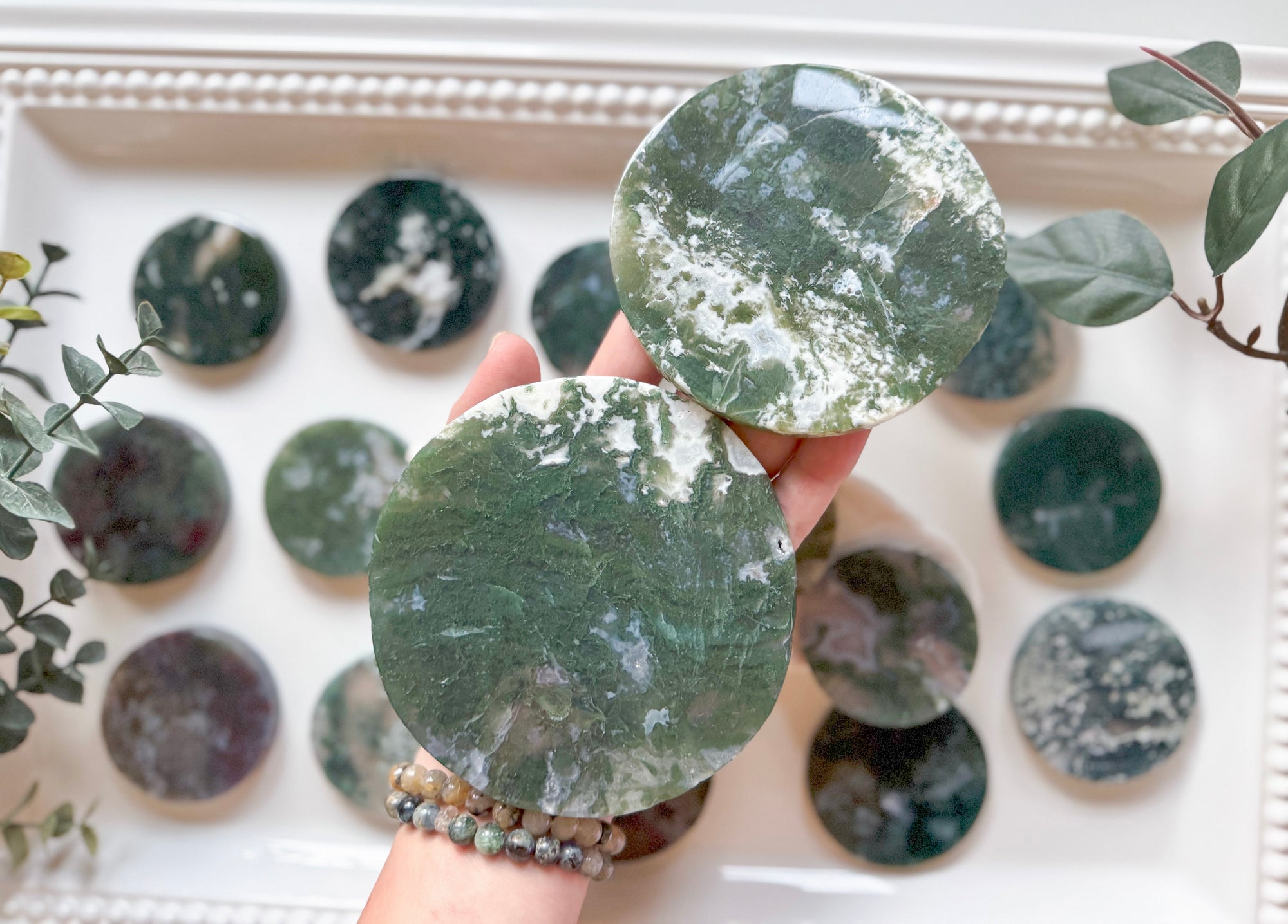 Moss Agate Round Plate