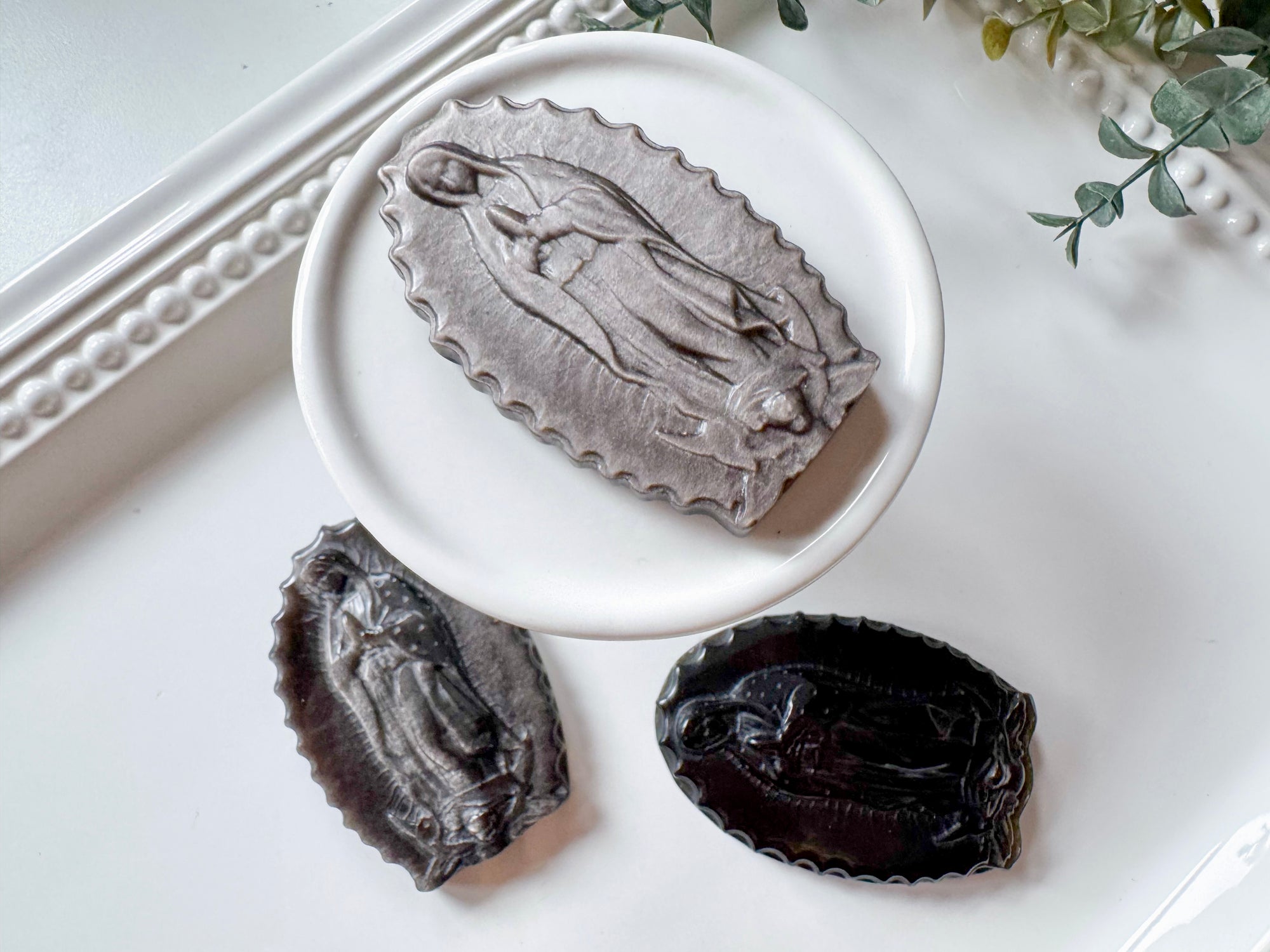 Mother Mary Obsidian Carving