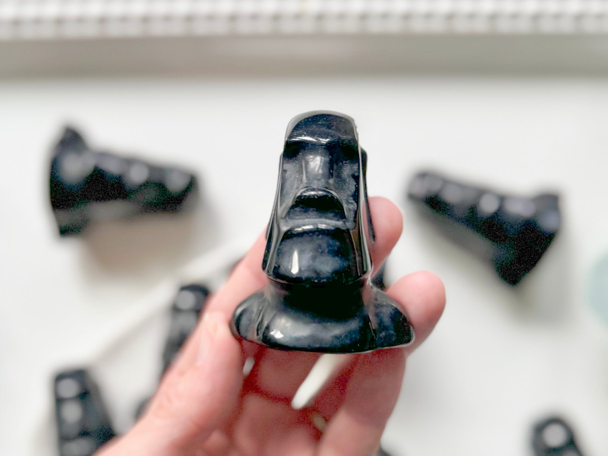 Obsidian Easter Island Moai Statue Carving