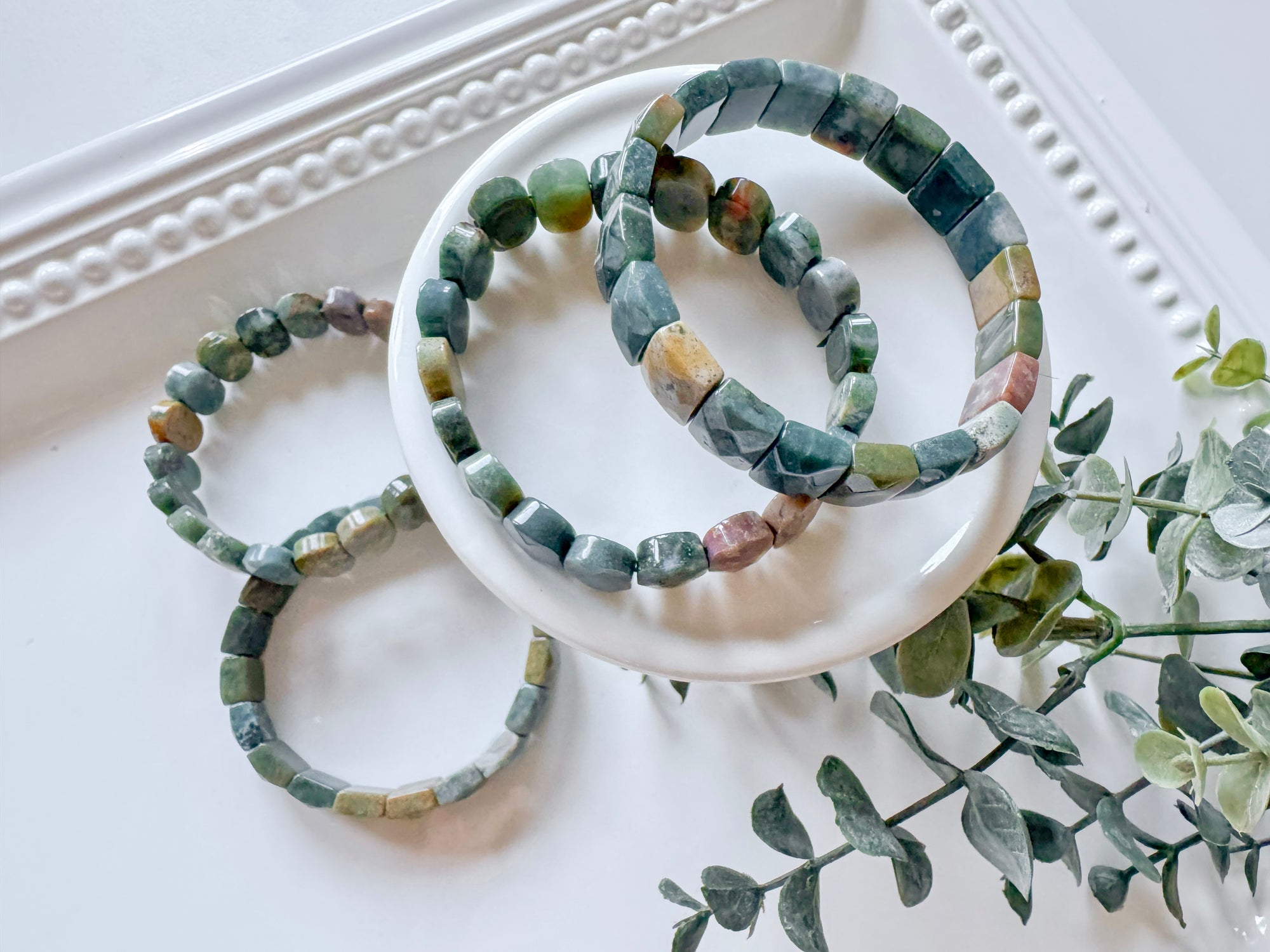 Ocean Jasper Faceted Bangle Bracelet