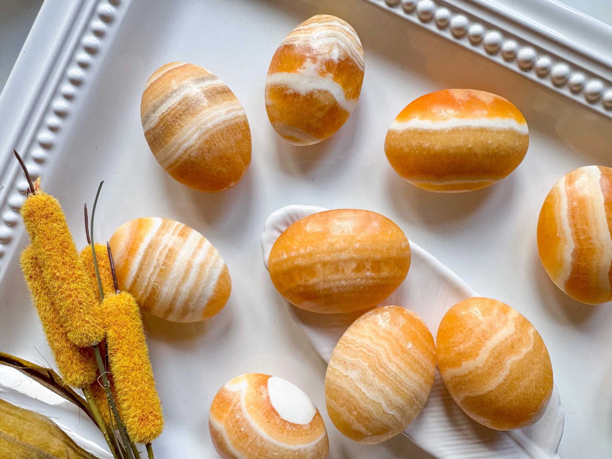 Orange Calcite Puffy Palm Stone