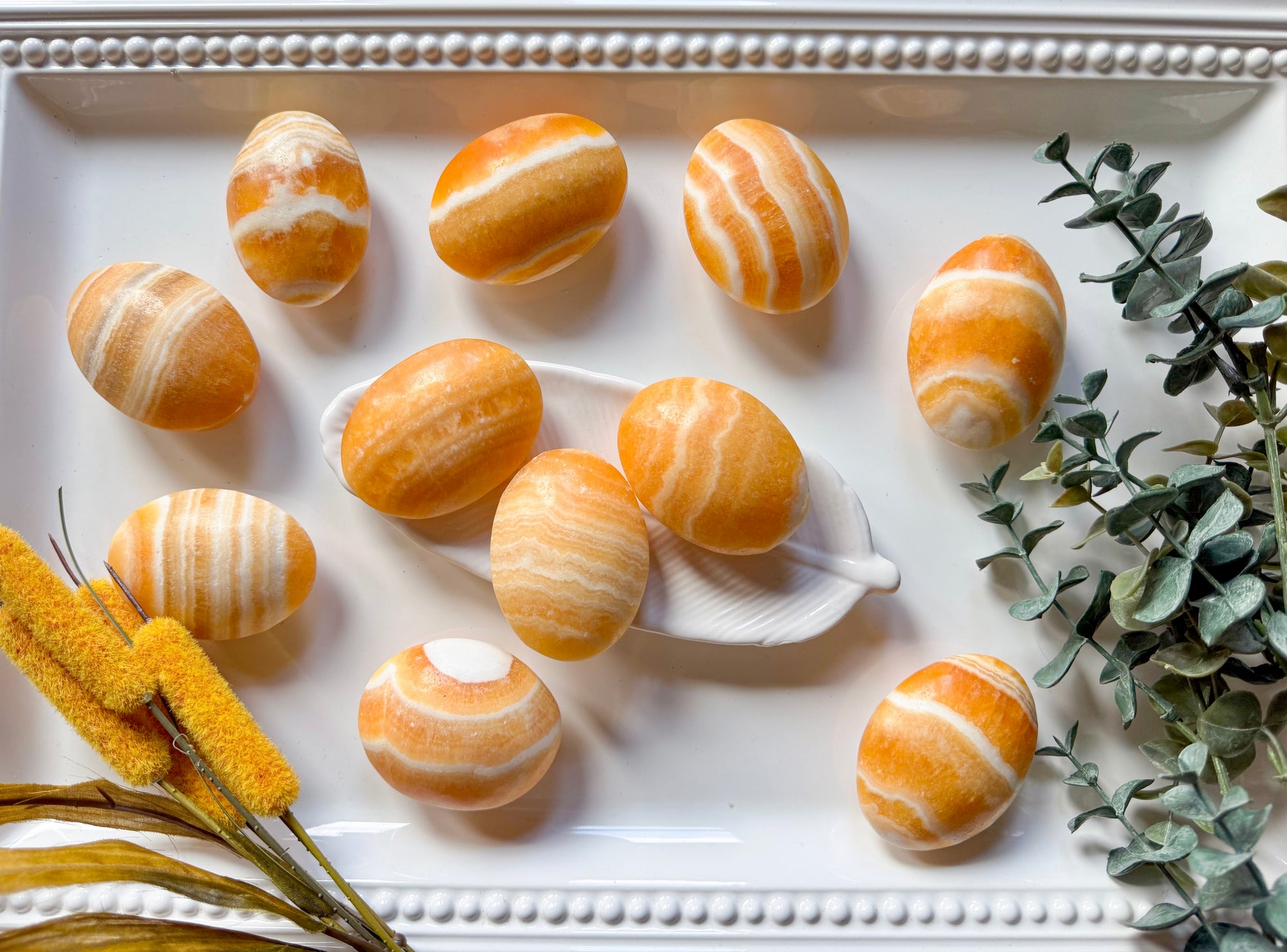 Orange Calcite Puffy Palm Stone