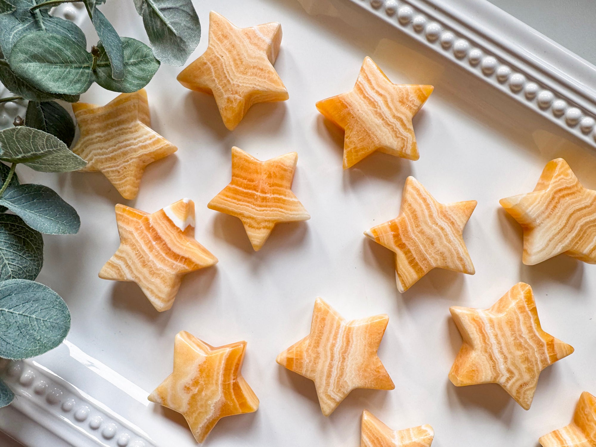 Orange Calcite Star Carving