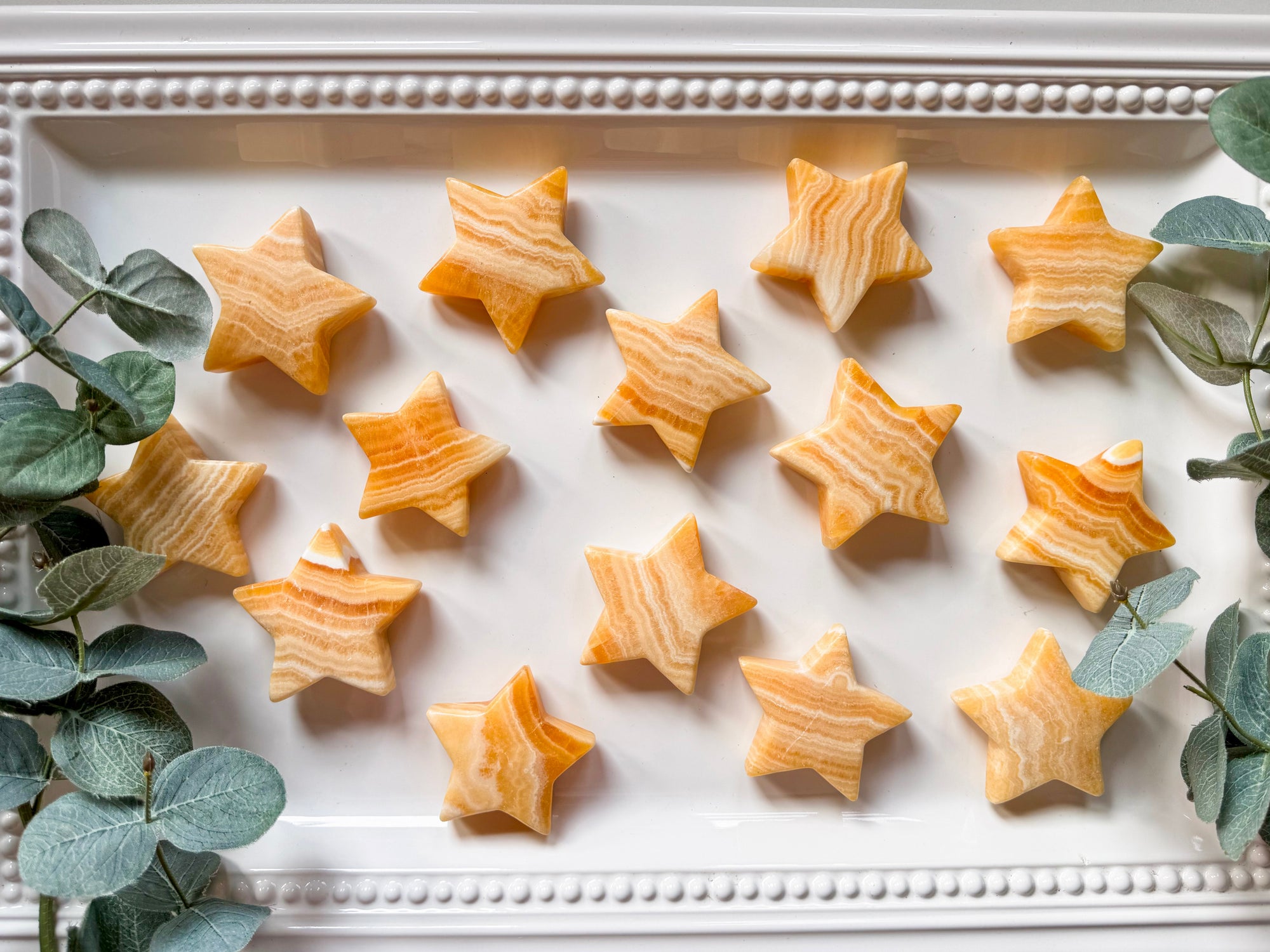 Orange Calcite Star Carving