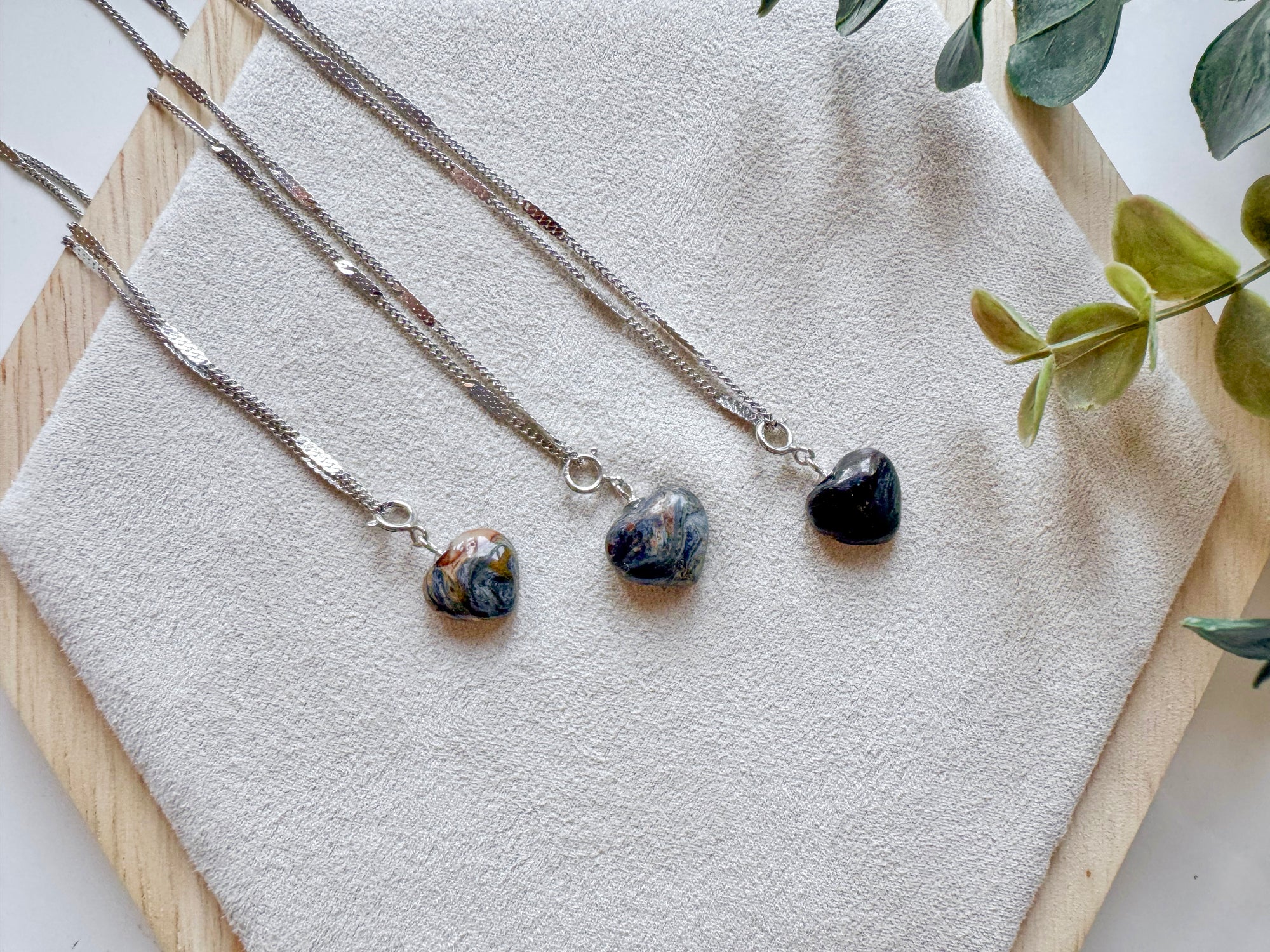 Pietersite Mini Heart Pendant Necklace