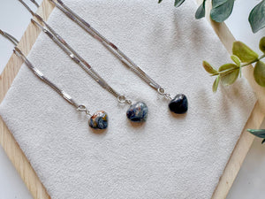 Pietersite Mini Heart Pendant Necklace