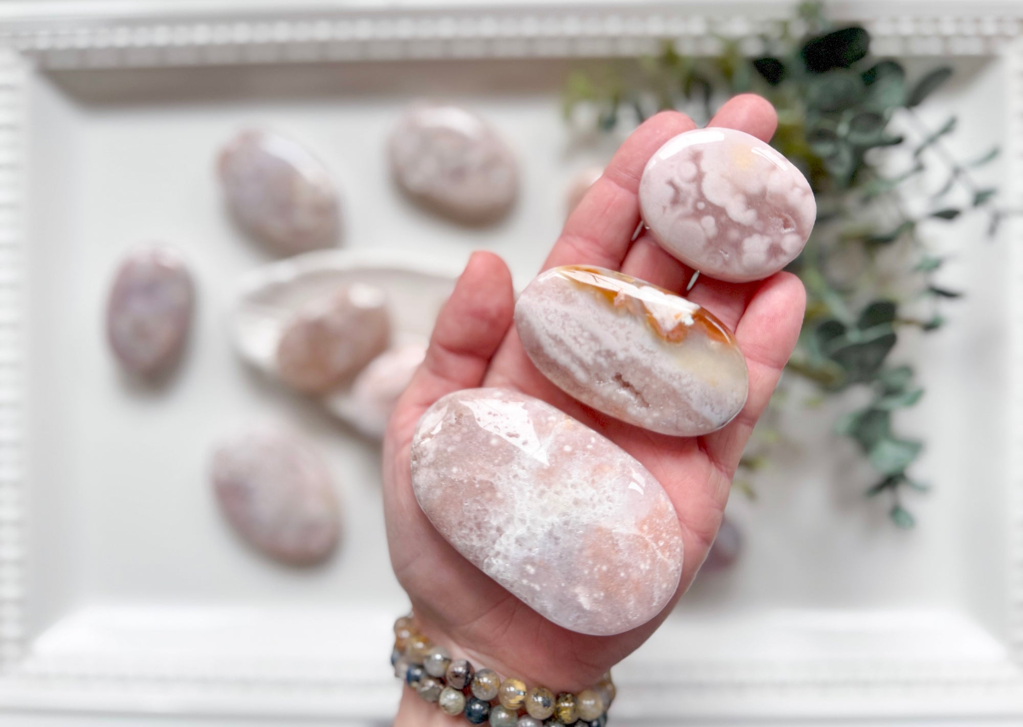 Pink Amethyst Palm Stones