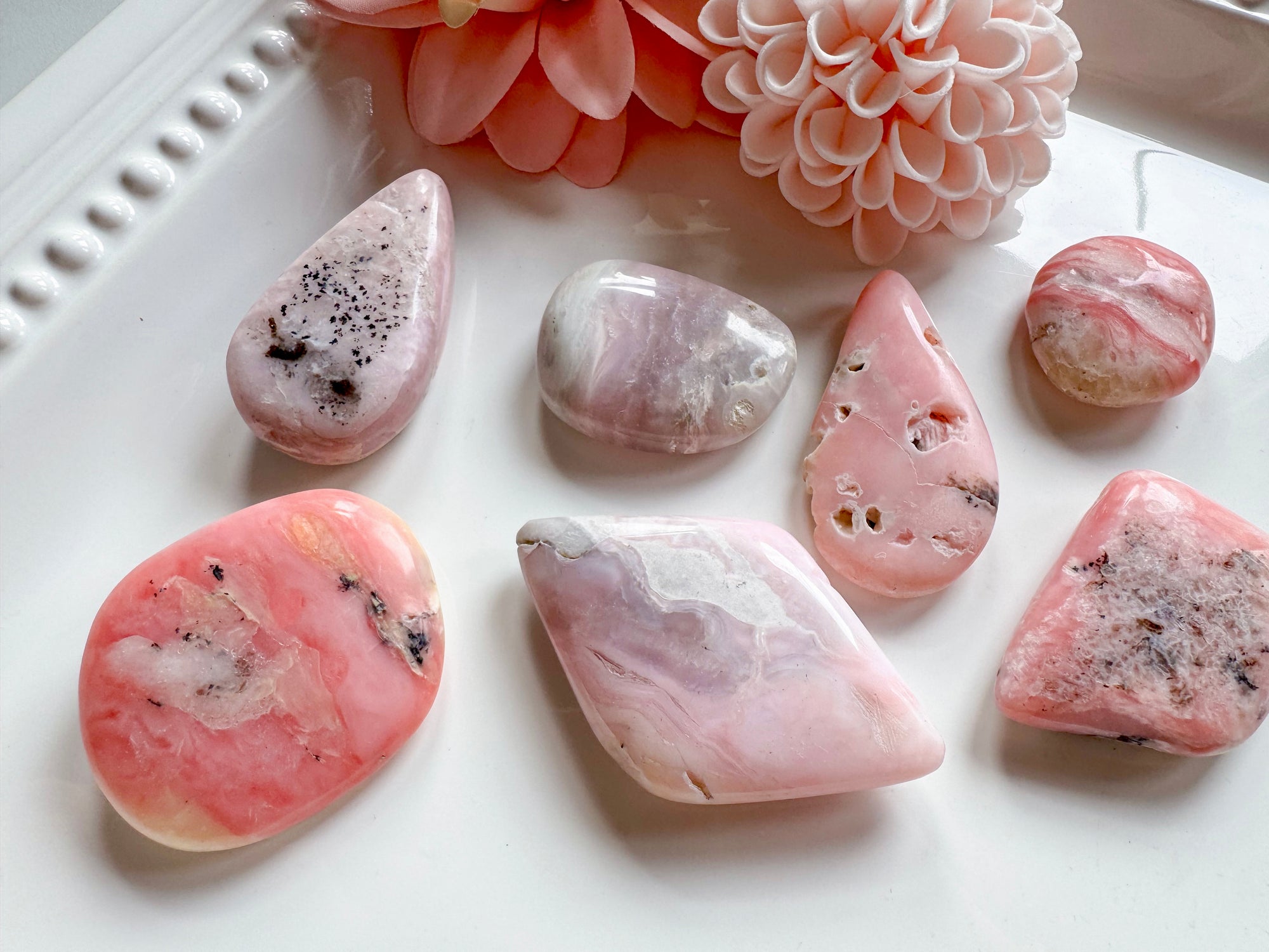 Pink Opal Palm Stone Mixed Shapes || Peru