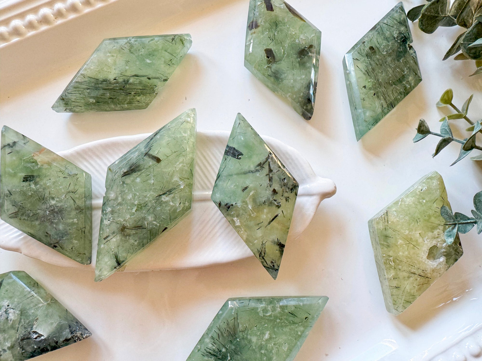 Prehnite Diamond Carving