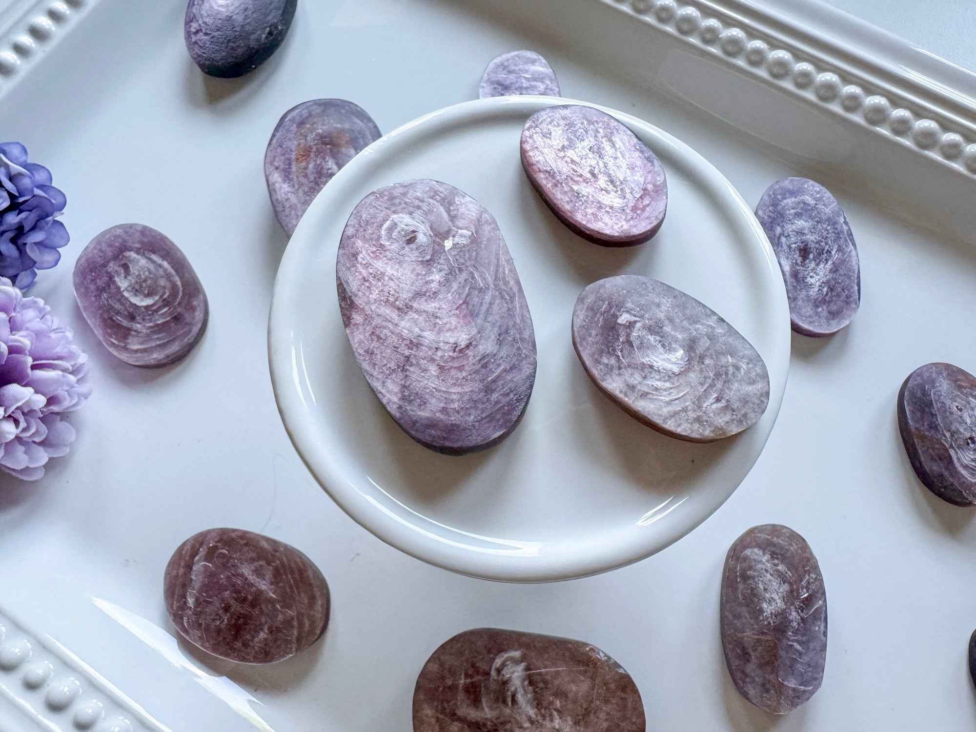 Purple Mica Lepidolite Palm Stone