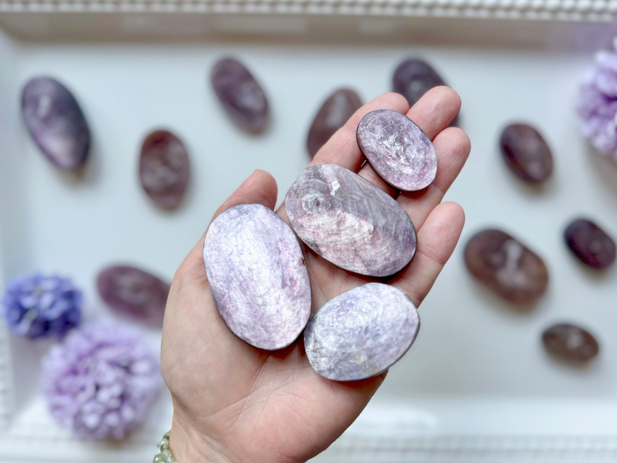 Purple Mica Lepidolite Palm Stone