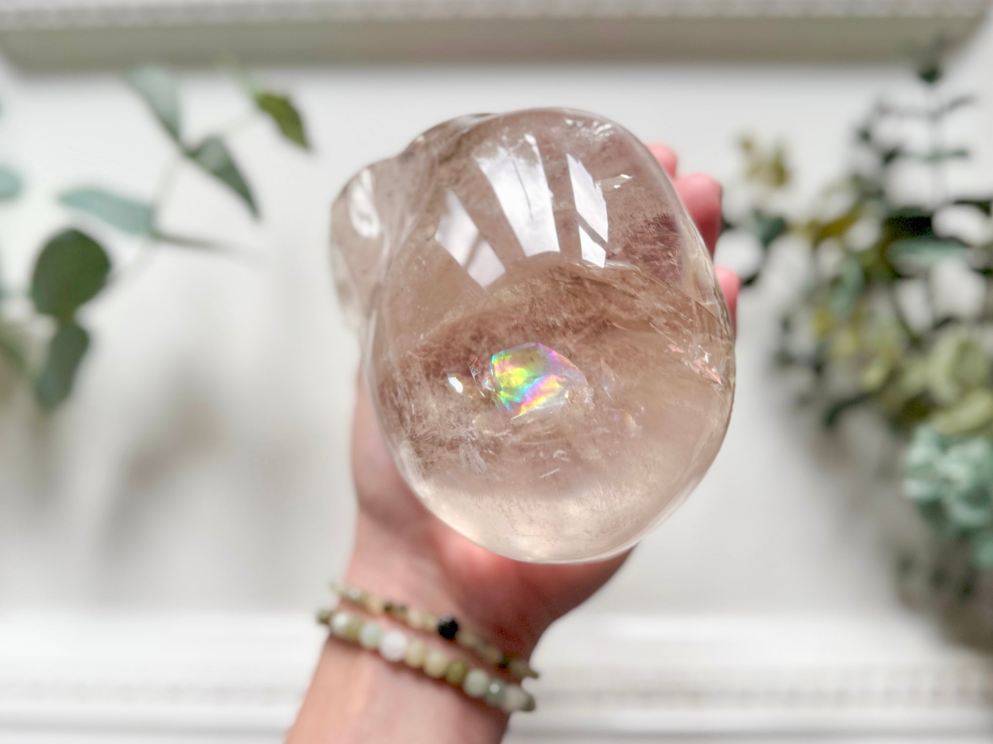 Quartz Skull with Inclusions & Rainbows || Brazil