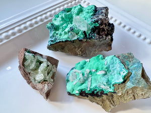 Rare Raw Malachite with Barite and Chrysocolla || Africa