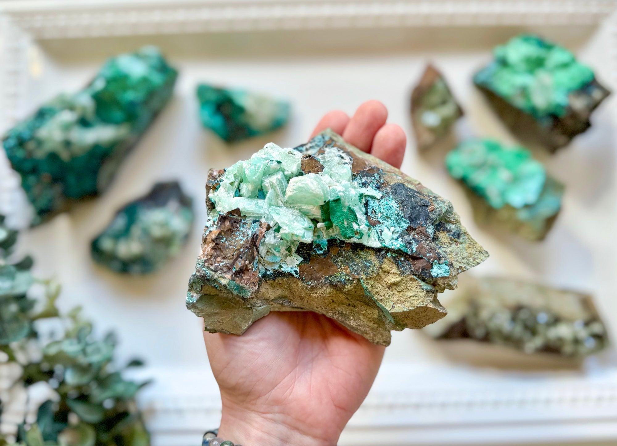 Rare Raw Malachite with Barite and Chrysocolla || Africa