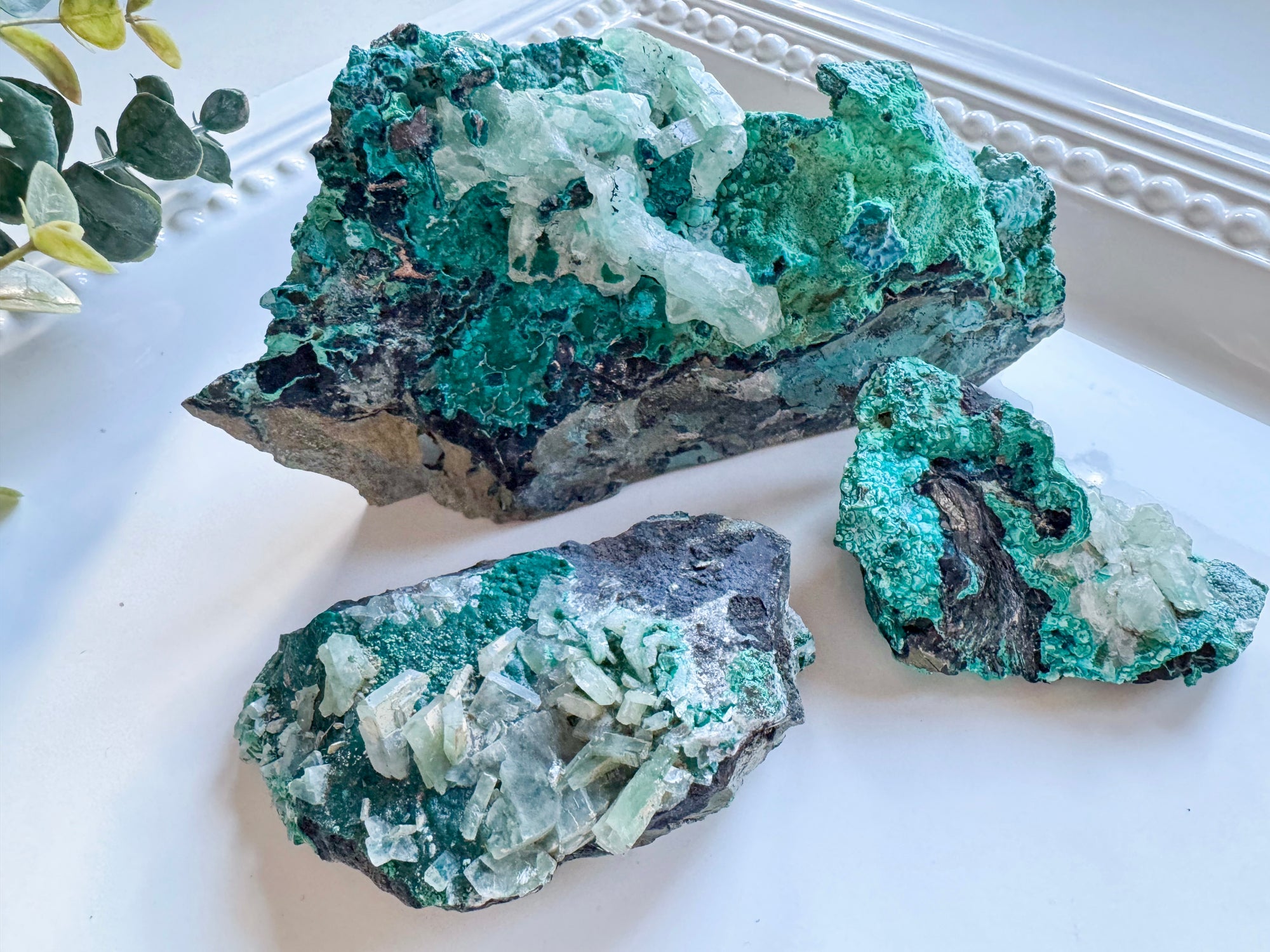 Rare Raw Malachite with Barite and Chrysocolla || Africa