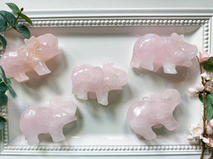 Rose Quartz Elephant Carving