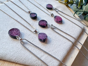 Ruby Corundum Slice Sterling Necklace