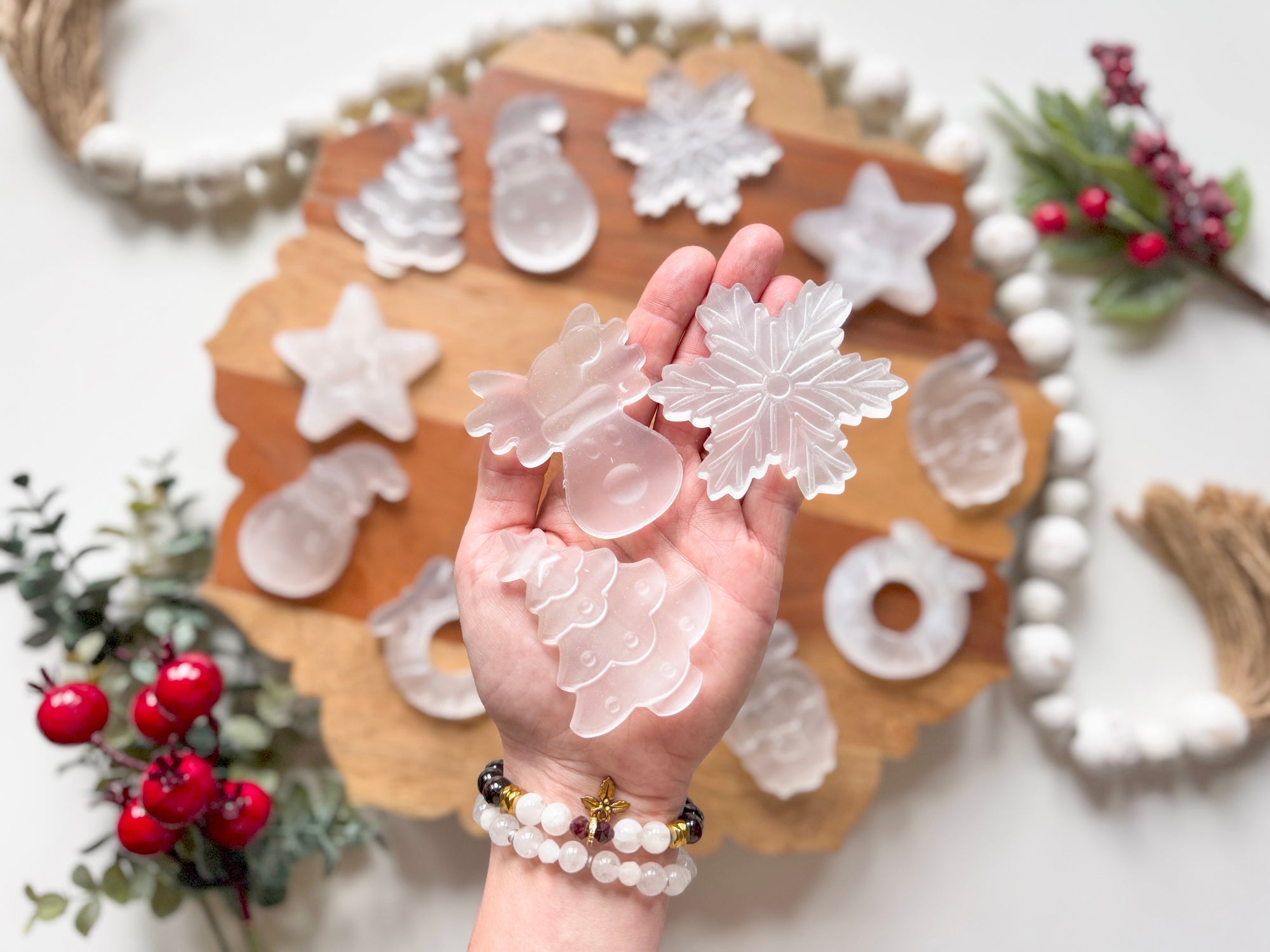 Selenite Holiday Carving