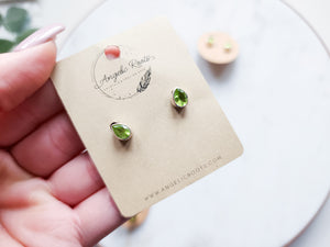 Peridot Faceted Post Sterling Earrings