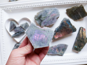 Labradorite Free Form Raw & Polished || Grade A Purple Pink & Sunset Flash