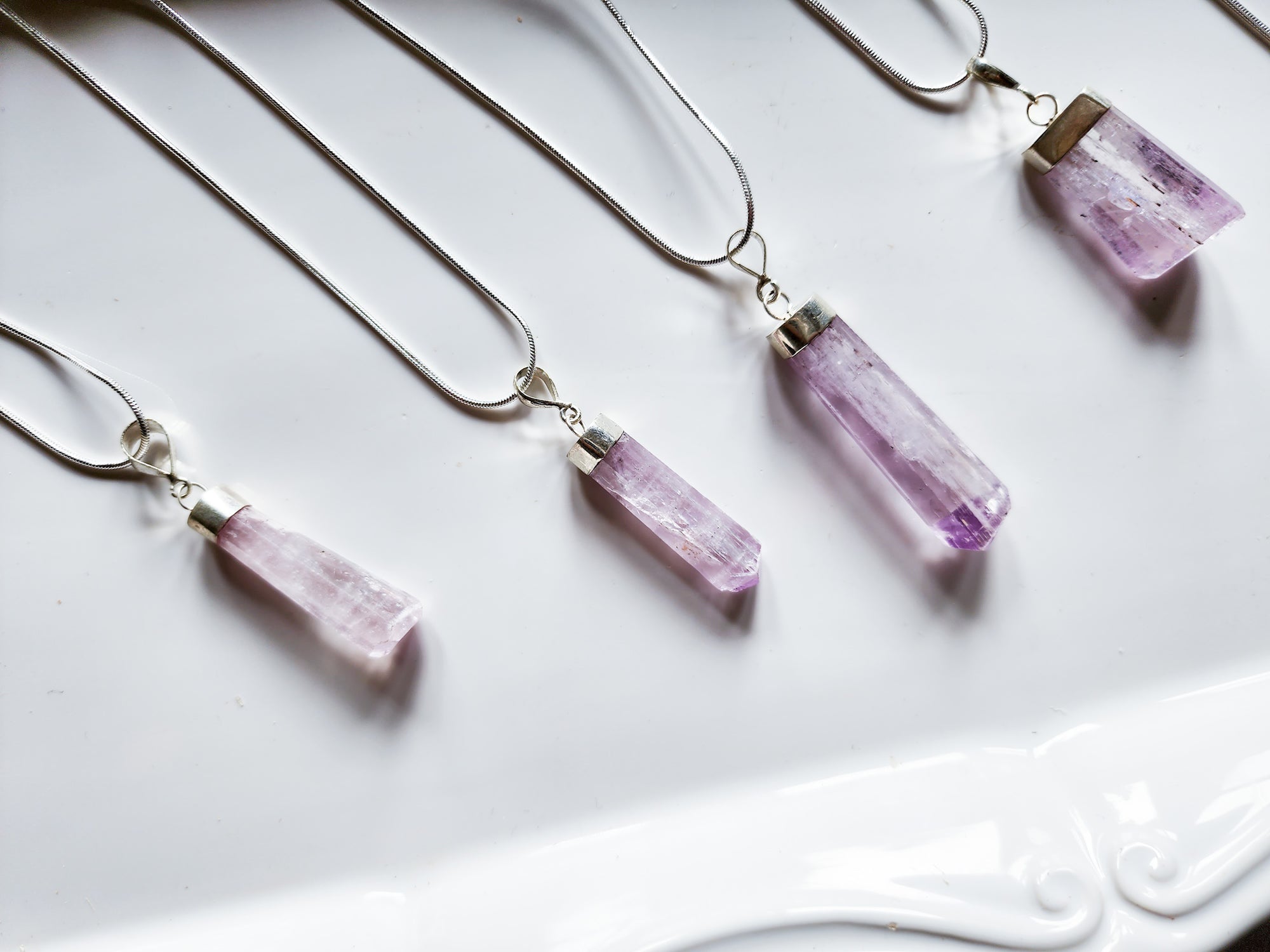 Kunzite Point Sterling Necklace