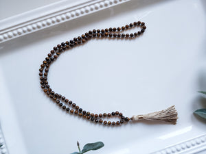 Tiger Eye Crystal Bead Knotted Mala