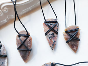 Agate Arrowhead Cord Necklace