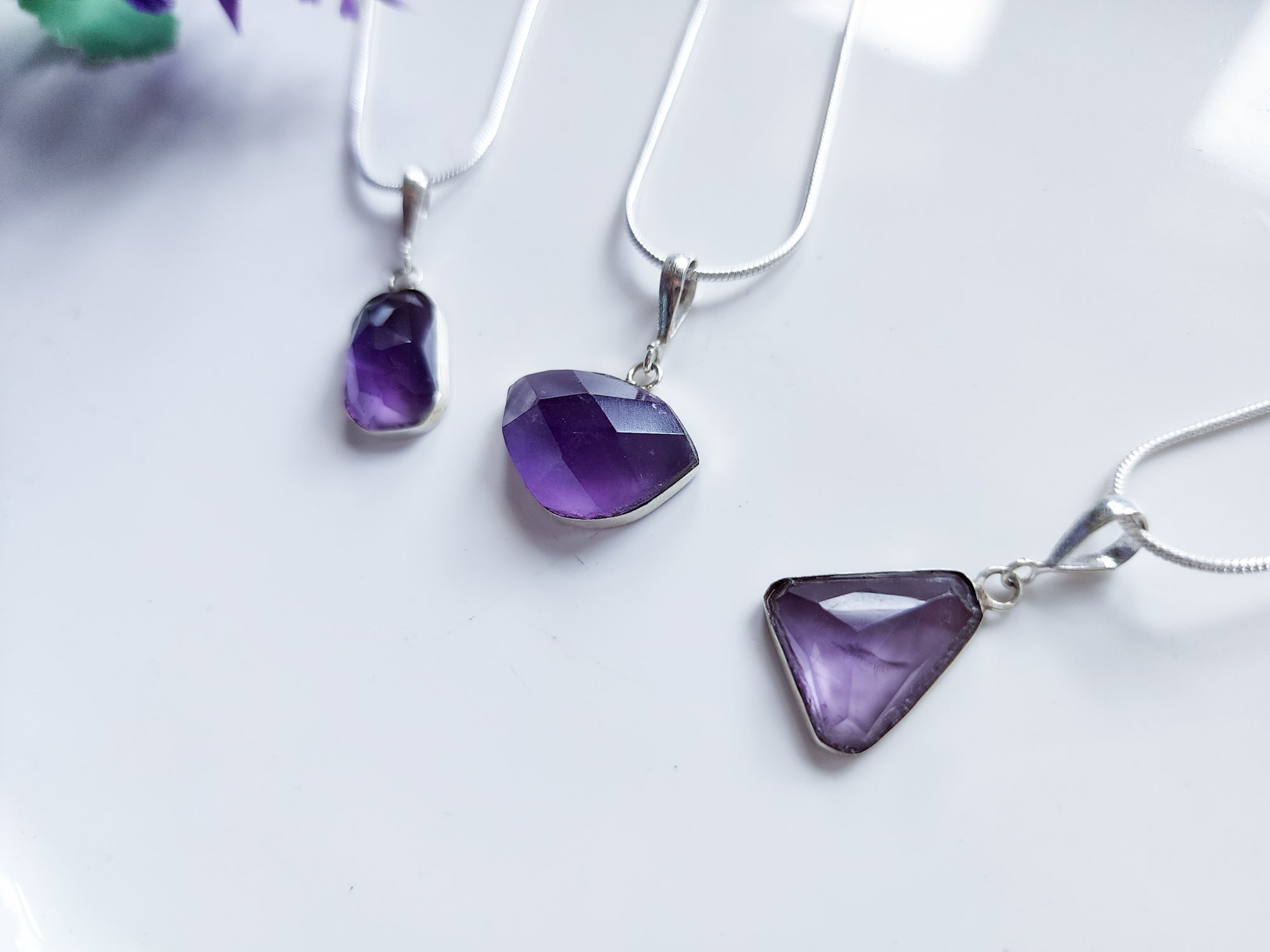 Amethyst Faceted Sterling Pendant Necklace